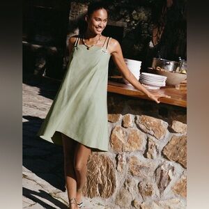 NWT By Anthropologie Light Green Rope-Strap Swing Tank Dress Size M